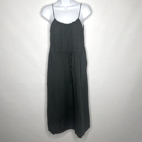 Vince Dresses & Skirts - Vince Green Linen Gathered Tie Waist Midi Sundress